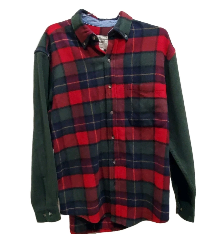 Vtg 90s Eddie Bauer Wool Flannel Shirt Plaid Jacket S Colorblock Rare Preppy Y2k - Image 2 of 4