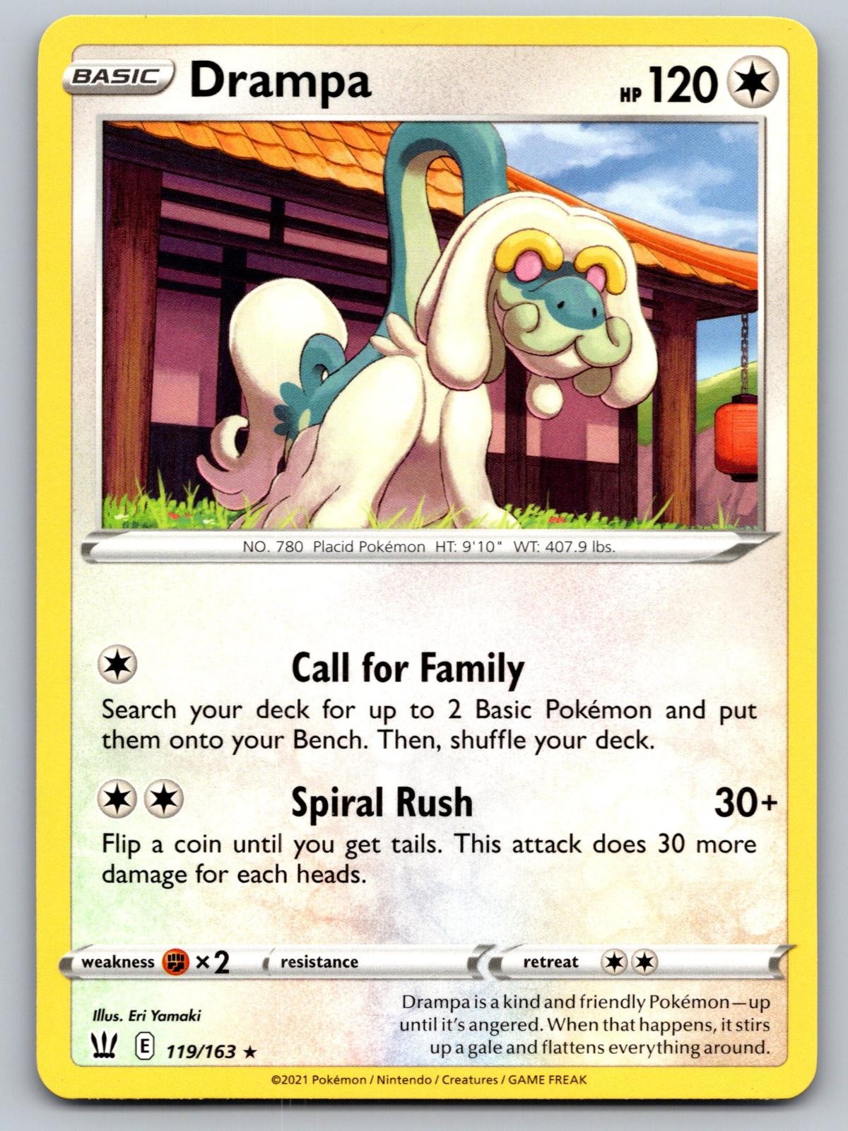 Drampa 119/163 Rare Battle Styles Pokemon Near Mint