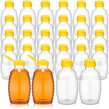 24 Pcs Clear Plastic Honey Bottles Plastic Skep Style Jar Honey Squeeze Bottl...
