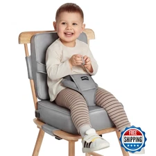 HOMEAL Toddler Booster Seat Table Backrest Adjustable Straps Non-Slip Light Grey