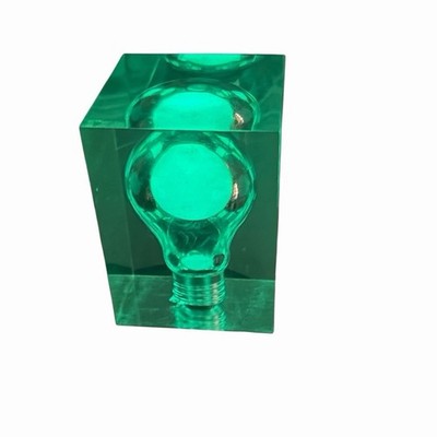 Vintage 1970s Pierre Giraudon Glow in Dark Acrylic Green Light Bulb Sculpture