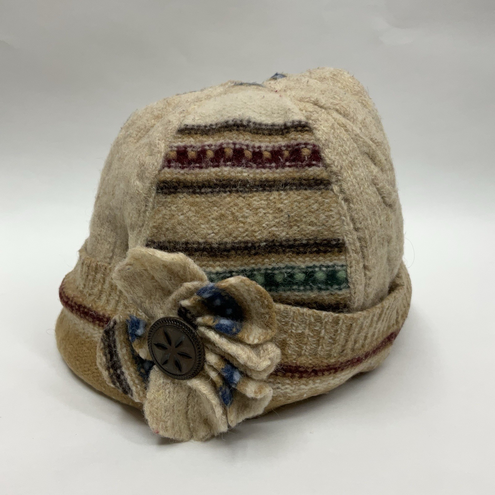 Wiki Wool Works Walking Hat Patch Work Beanie Bei… - image 5