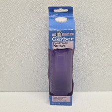 Vintage Gerber Baby Bottle Plastic Purple Clear View Nurser Rubber Nipple 90s