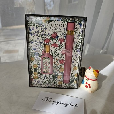 NEW Gucci Flora Gorgeous Gardenia EDP Gift Set 5ml Mini + 10ml Travel Spray Seal