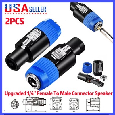2PCS Speakon to 1/4 Adapter Hocauvion Speakon Male to 1/4'' TS Female Converter