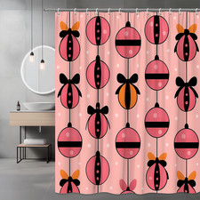 Cute Pink and Black Holiday Shower Curtain for Kids Room