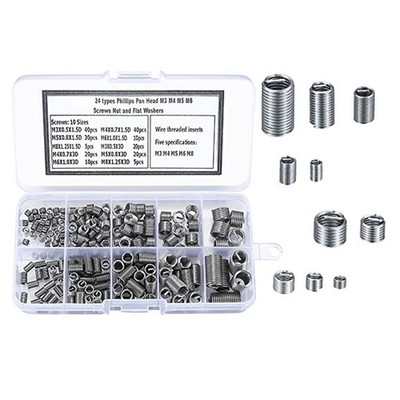Efficient 200pc Thread Repair Kit with Stainless Steel Helicoils for M3 to M8