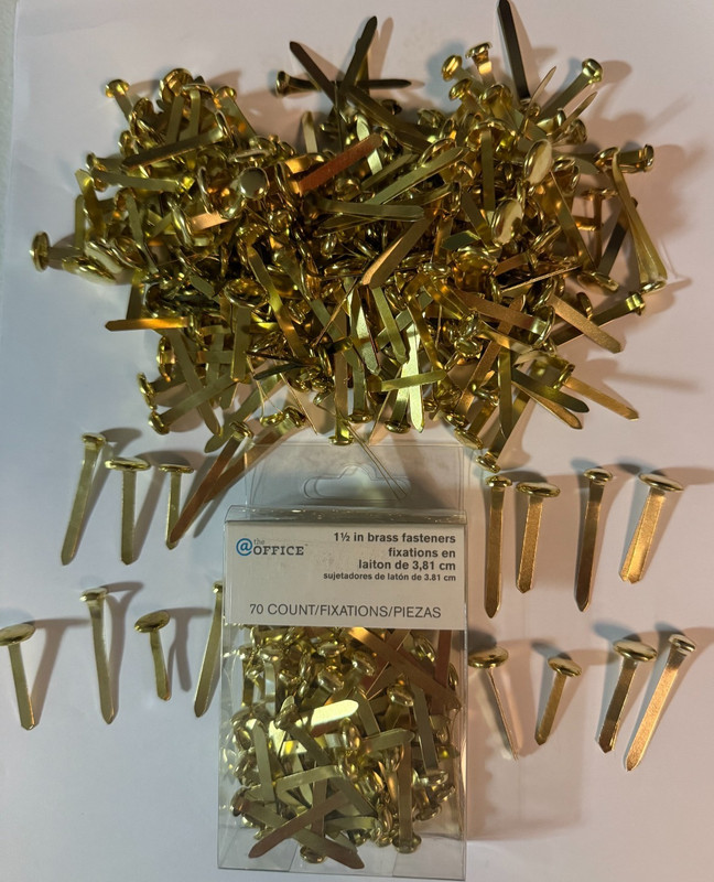 Lot of Brass Fasteners, 200+ Pcs Brads Paper Crafts, Small Metal Brass New