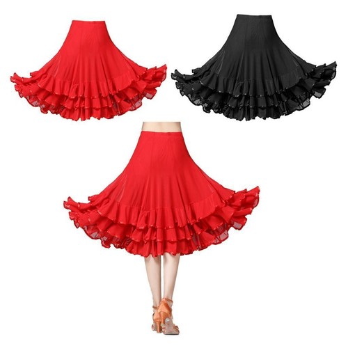 FEESHOW Jupe Danse Latine Enfant Fille Mousseline Longue - Costume Flamenco Tango Espagnol