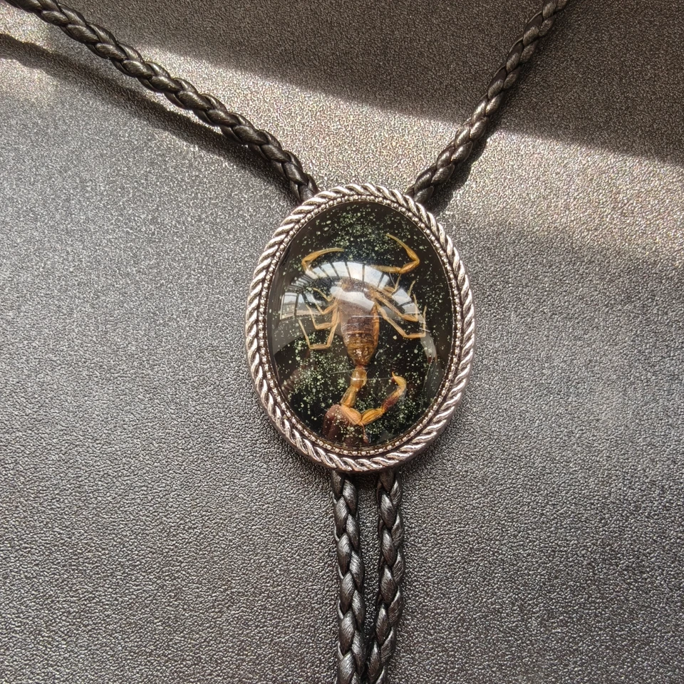 Черный скорпион галстук-боло - искусственной кожи Western готический свадебное ожерелье галстук - Изображение 3 из 4