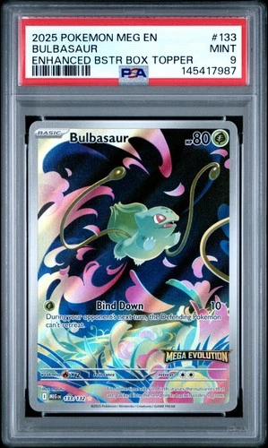 2025 POKEMON MEG EN-MEGA EVOLUTION ENHANCED BOOSTER BOX TOPPER BULBASAUR PSA 9
