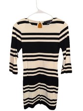 french connection Shirt dress Shoulder Pads Navy &White Stripes Crew Neck US 4