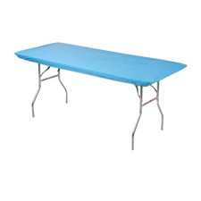 6' Rectangle Plastic Table Covers 30" x 72", Bundle of 5 Light Blue 