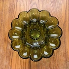 Vintage 1972 Anchor Hocking Glass Fairfield Avocado Green Egg Plate. Excellent!