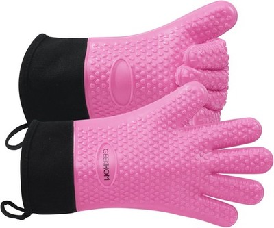 BBQ Gloves Heat Resistant Oven Mitts - Silicone Grilling Gloves. Arm Protection