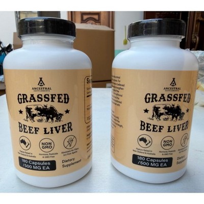 Ancestral Supplement Grass fed Beef Liver 180 capsules（2 bottles）New！