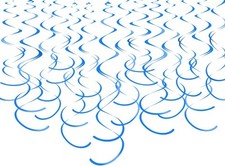 Blue Hanging Swirl Decorations Plastic Streamers Foil Swirls Ceiling