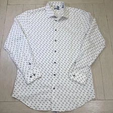 14th & Union Shirt Mens Large White Trim Fit Sneaker Print Button Down Casual