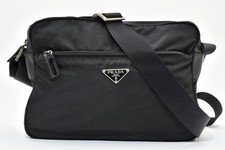 PRADA Tessuto Nylon Crossbody Shoulder Camera Bag Purse Black Authentic
