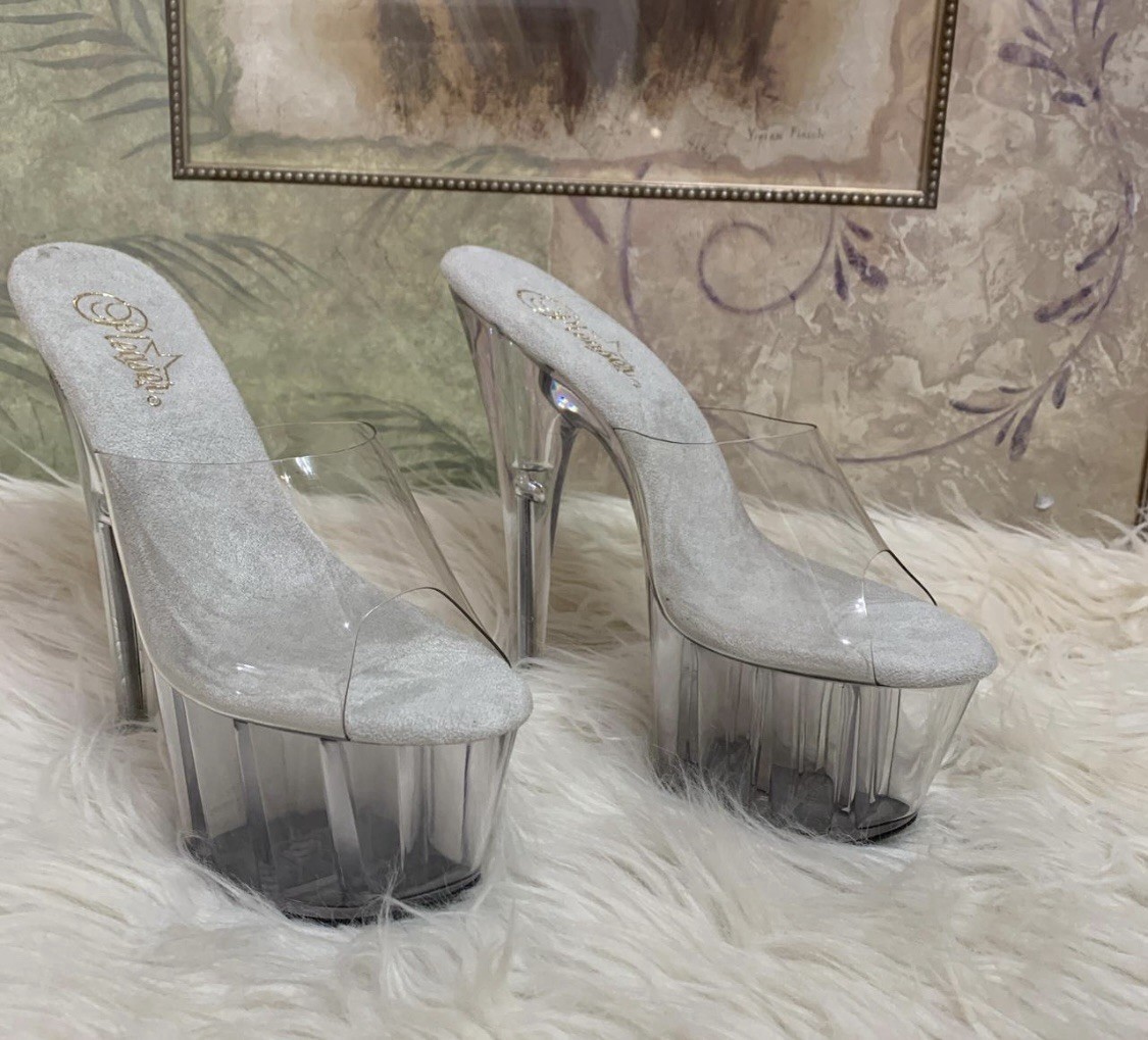 Pleaser Clear 7 Inch Platform Slides Size 9 Women's Shoes