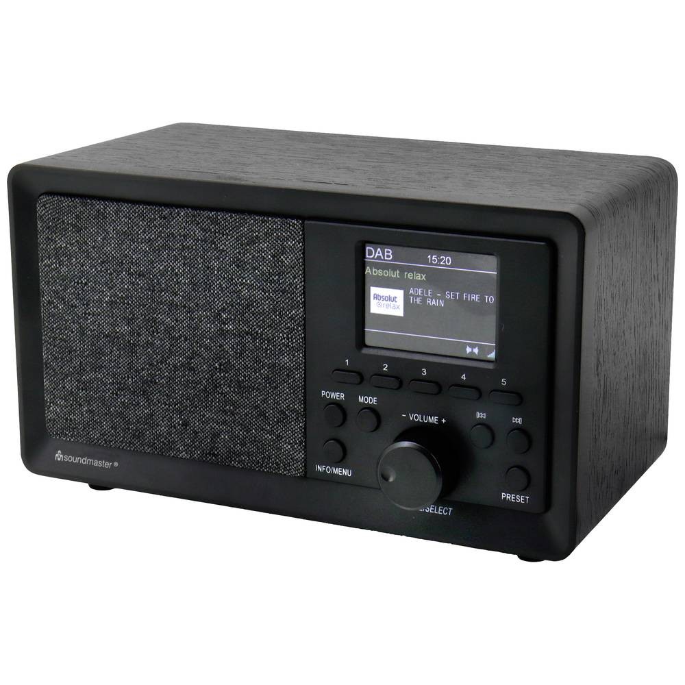 Radio DAB+ soundmaster DAB350SW avec caisson d'enceinte bois, son riche et lecture USB MP3