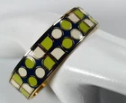 Kate Spade Have Courage Bangle Bracelet Gold Tone Green Blue White Enamel 7 1/2