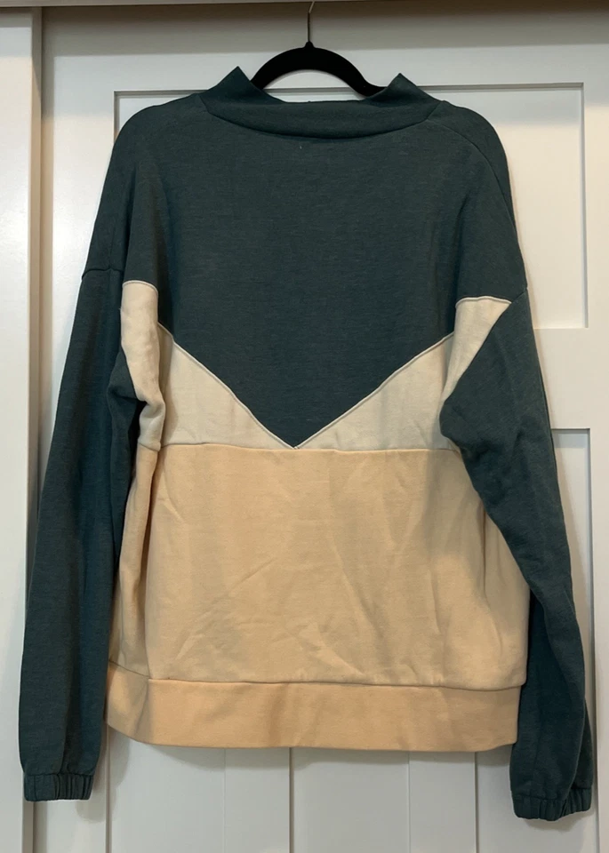 Sudadera forrada de vellón verde/melocotón con hebilla XL 1/4 cremallera frontal BKE para mujer Foto 2 de 4