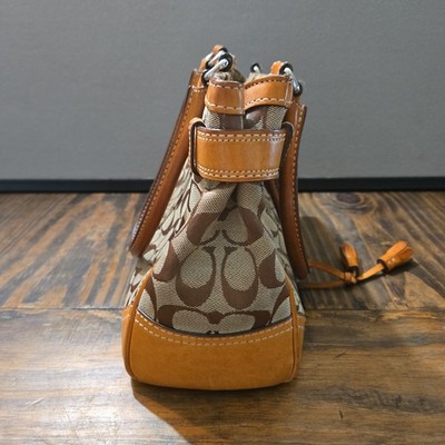 COACH Hamptons Carryall Signature Canvas Tote Bag Purse Caramel