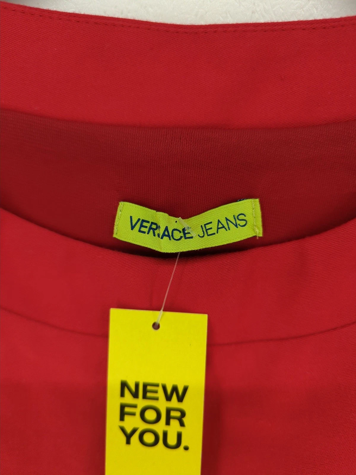 Versace Jeans Abito Donna Midi UK 8 Rosso Cotone con Poliammide A Line