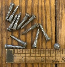 Antique # 9 X 1” Wood Screws Slotted Round Head Steel Plain Free Shipping