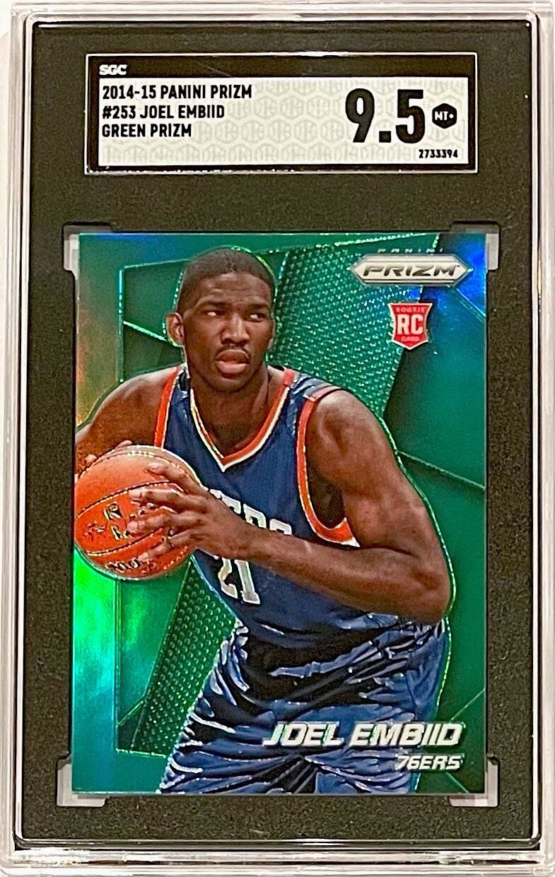 2014 Panini Prizm #253 Joel Embiid Green Prizm Rookie RC SGC 9.5