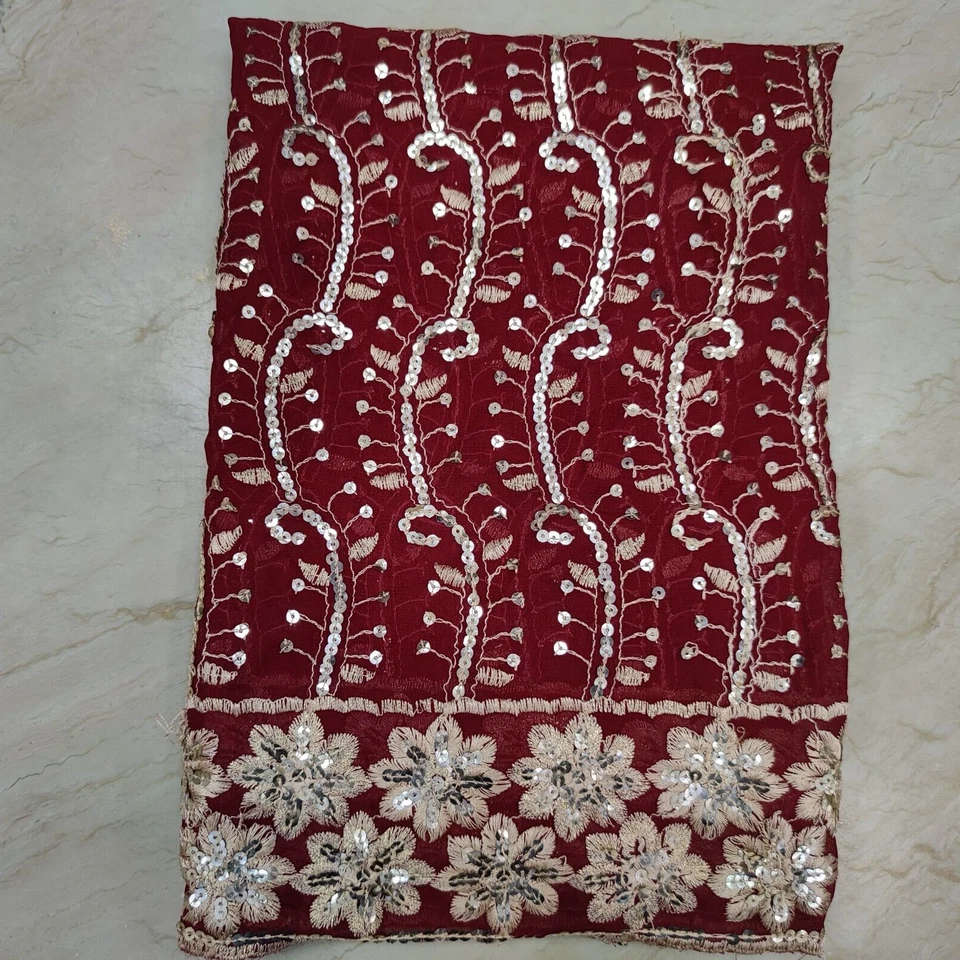 Bufanda Dupatta vintage india lentejuelas estola larga con cuentas bordado hiyab Foto 2 de 4