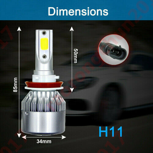 2x Bulbs H11 LED 8000Lm White 6500K Headlight Low Beam Toyota Avensis