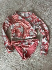 Roxy Big Girls 7 Seasons Change 2 Pc Swimsuit Strawberry Pink Tropical Floral