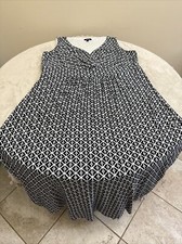 CHAPS Woman NAVY BLUE White STRETCH Sleeveless Maxi  DRESS Plus Size 24W