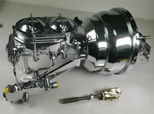 Chrome 7" Dual Disc Disc Power Booster Bail Top Master Cylinder & Bracket A-Body