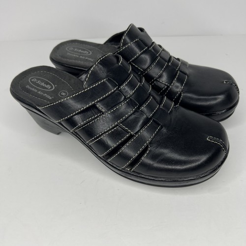 Dr Scholl's Brenna Double Air Pillow Mules Womens Size 8 Black Leather Clogs - Picture 2 of 9