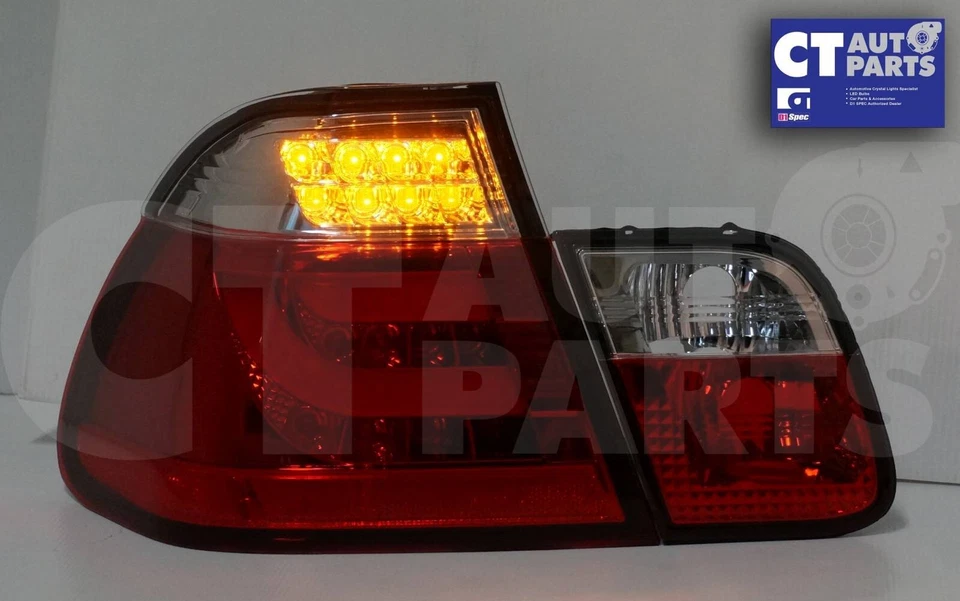 Luces traseras LED 3D rojas transparentes para 98-01 BMW E46 3 Series 4D Sedán 318i 320i Foto 4 de 4