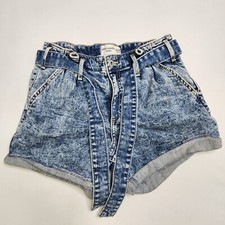 Abercrombie Fitch Kids Girl Size 13/14 Blue High Rise Tied Denim Shorts N4