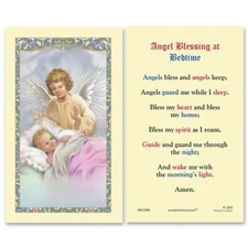 Laminated Guardian Angel Bedtime Blessing Holy Prayer Card Catholic Children Kid
