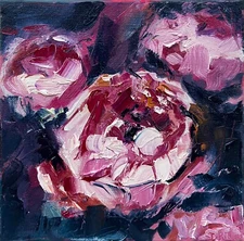Oil painting ORIGINAL art Peony artwork small flower floral oil on canvas 8x8"