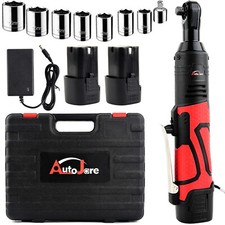 Electric Ratchet Cordless Impact Wrench 38 Right Angle Power Tool 2 Battery