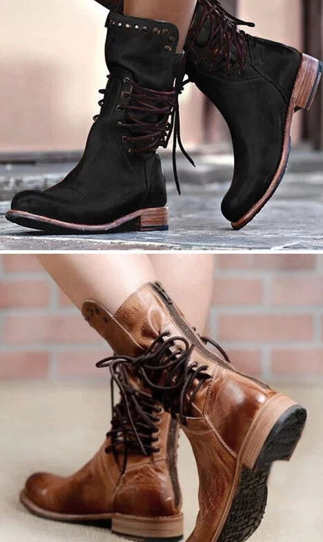 Back zipper vintage lace up best sale boots
