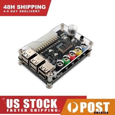 New 24 Pins ATX Power Supply Breakout Board Acrylic Case Kit Support 3.3V/5V/12V