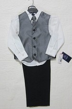 NEW JONATHAN STRONG BOYS 4 PIECE SUIT SET BLACK WHITE GRAY SIZE 4 5 6 NWT 48