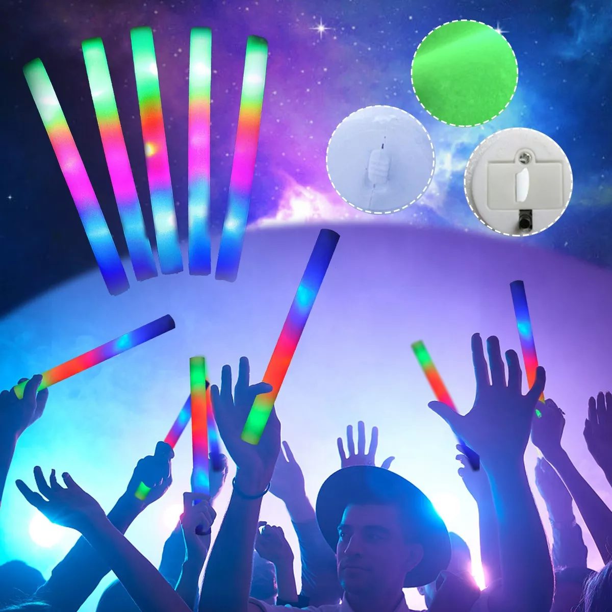 LED Foam Glow Stick Multi-mode Flicker Change Multi-color Glowing Party  Supplies