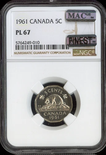 1961 Canada 5 Cents 5C NGC PL67 MAC - Quality