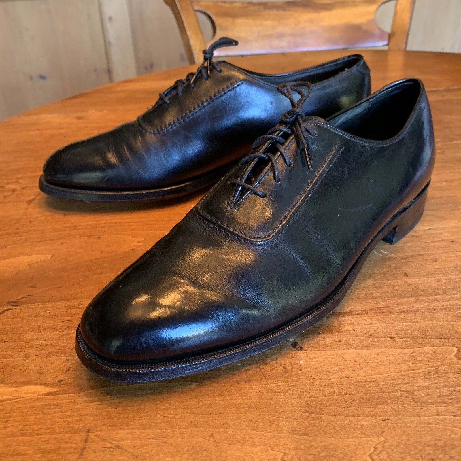 Mens Boastonian Black Plain Toe Oxfords Size 11 D / B Gem