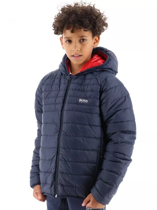 Hugo BOSS REAL DOWN boys kids childrens reversible Blue red coat bomber jacket