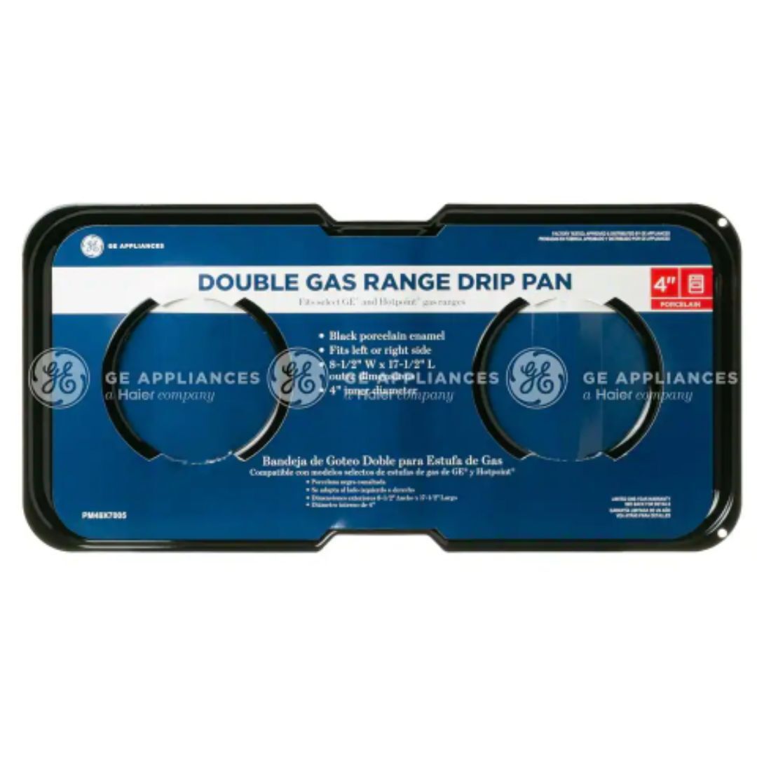 Porcelain Double Gas Range Drip Pan GE 171/2 in. x 81/2 in. Black